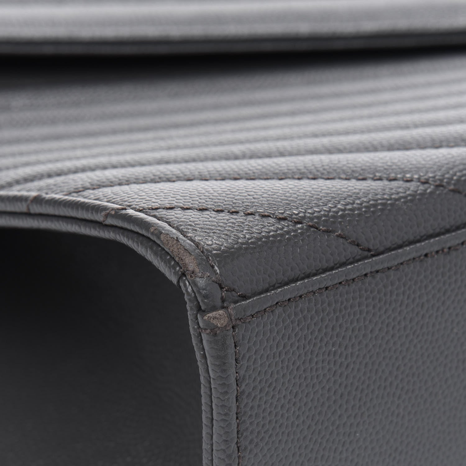 Saint Laurent Grain De Poudre Matelasse Chevron Large Monogram Satchel Earth 7 of 12