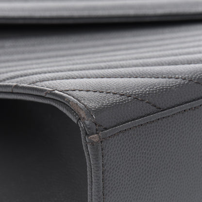 Saint Laurent Grain De Poudre Matelasse Chevron Large Monogram Satchel Earth 7 of 12