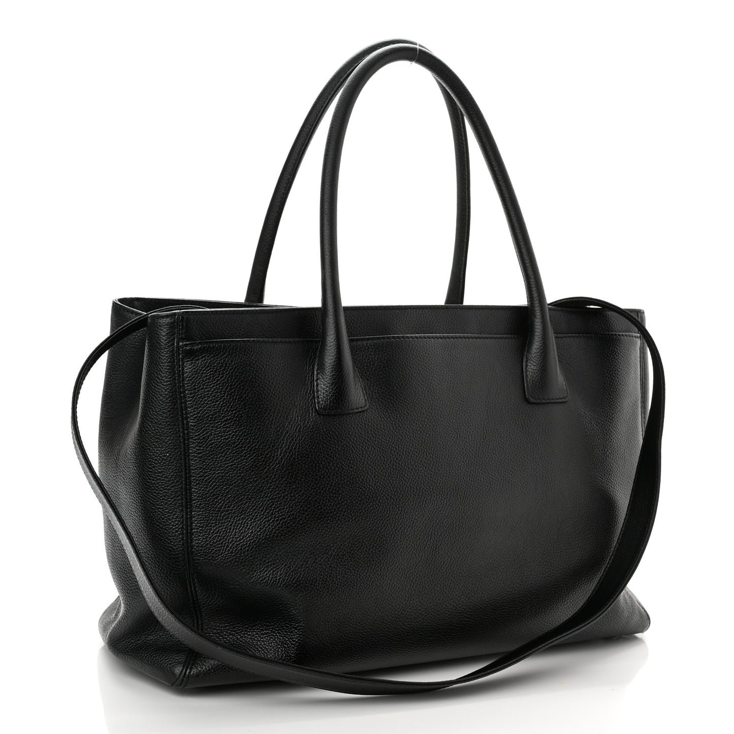 Calfskin Cerf Executive Shopper Tote Black