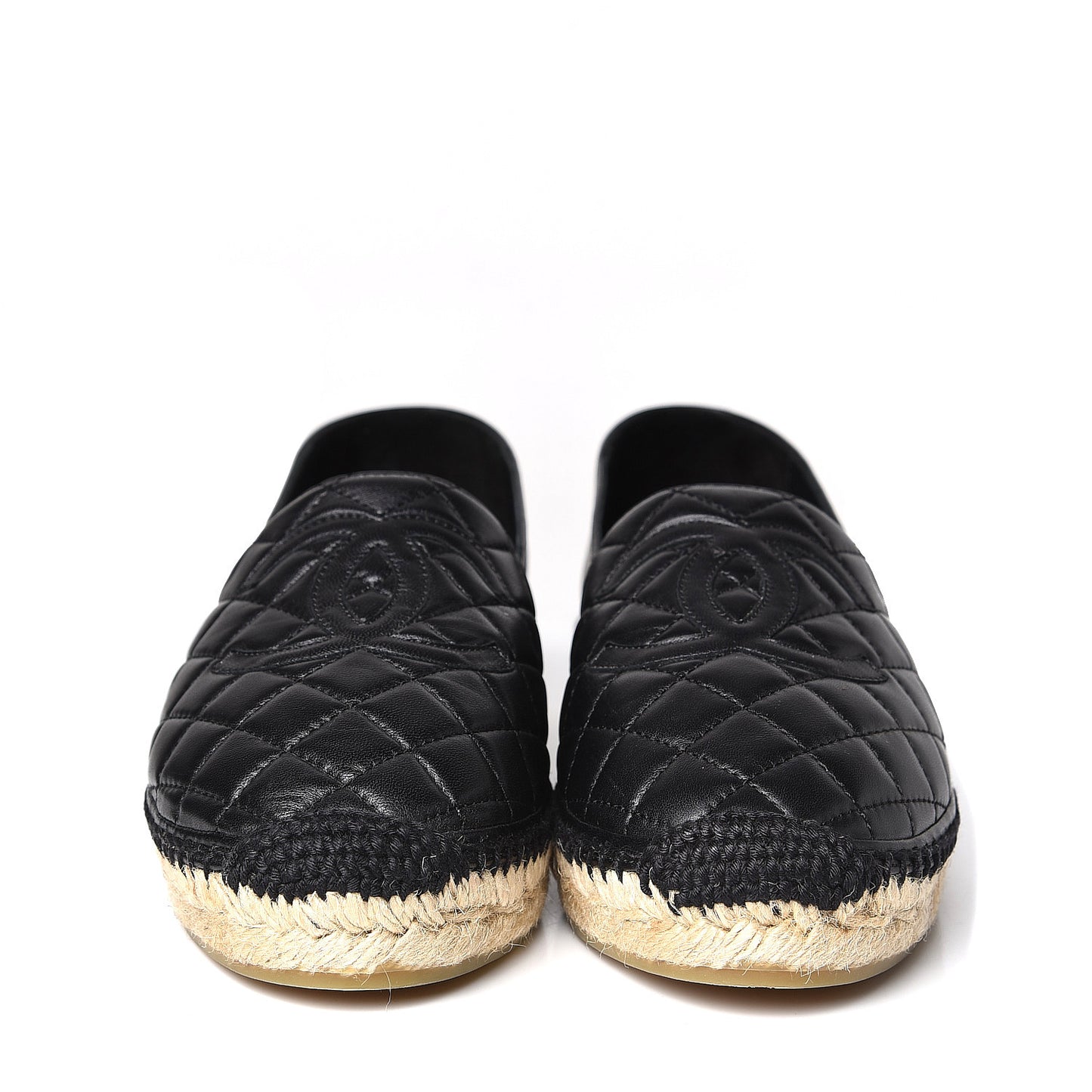 Lambskin Quilted CC Espadrilles 41 Black