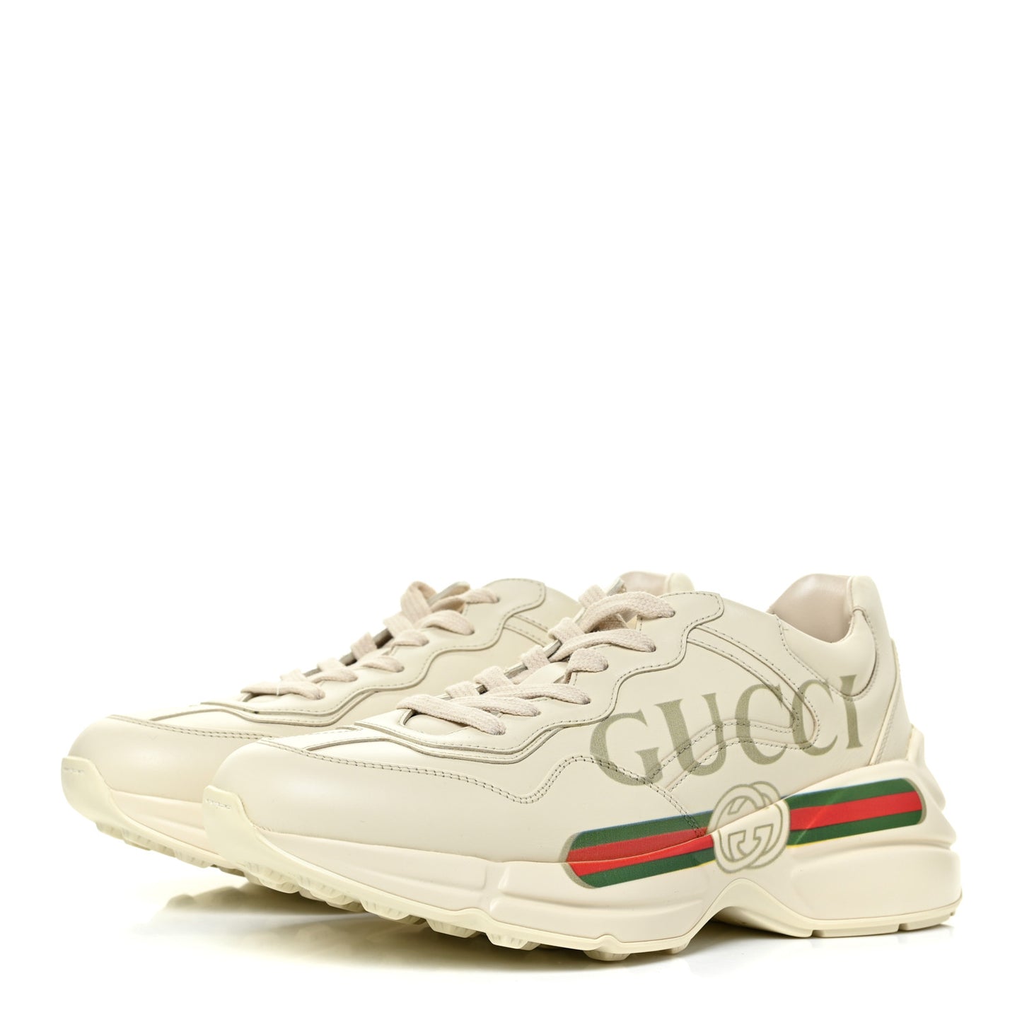 Calfskin Logo Womens Rhyton Sneakers 38.5 Ivory