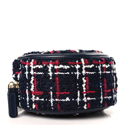 Chanel Tweed Quilted Round Filigree Clutch With Chain Navy Blue 4 of 9