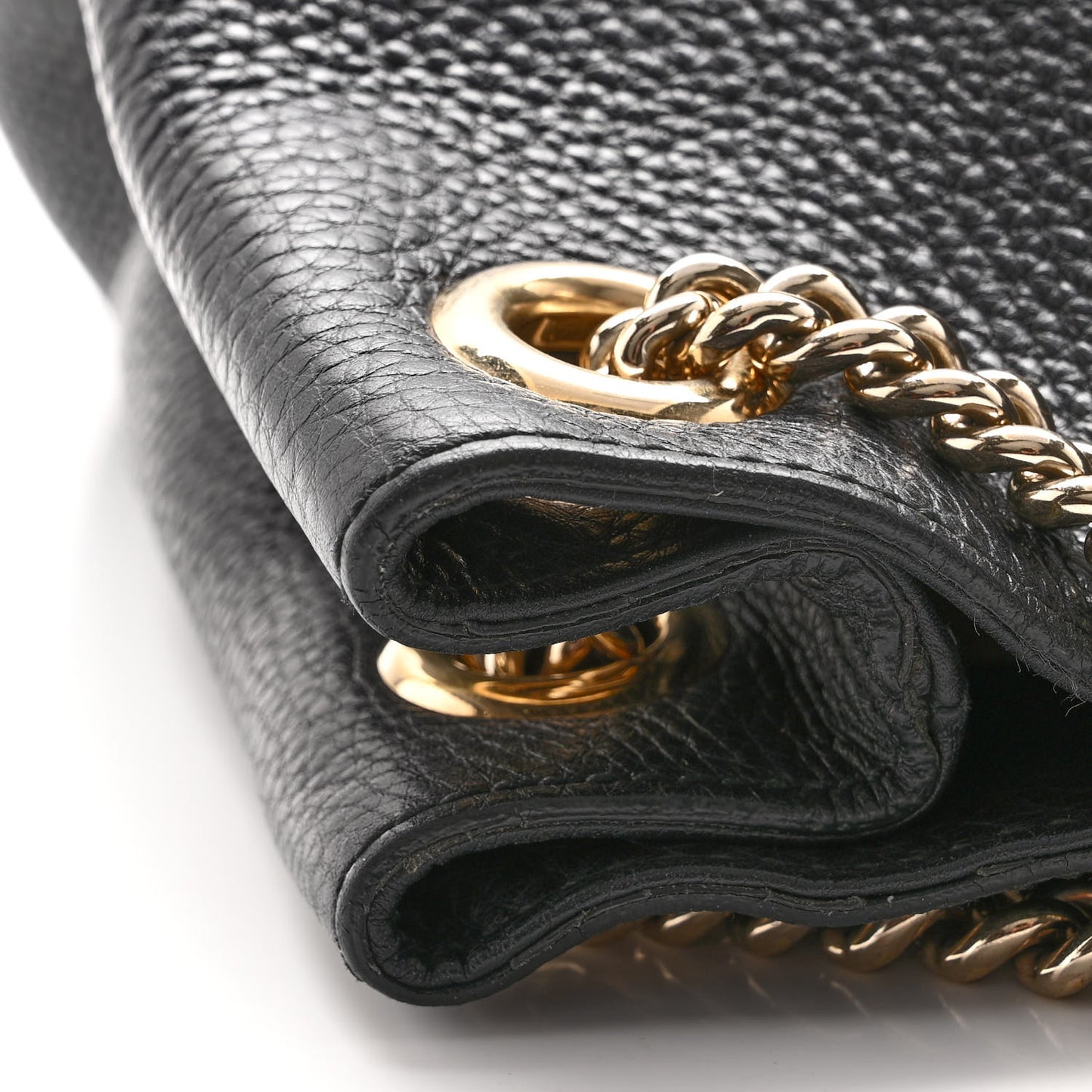 Pebbled Calfskin Medium Soho Chain Shoulder Bag Black