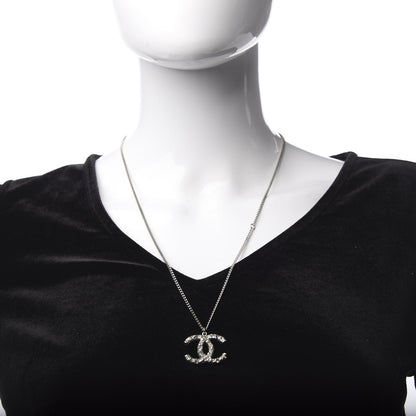 Chanel Crystal Timeless CC Necklace Silver 2 of 6