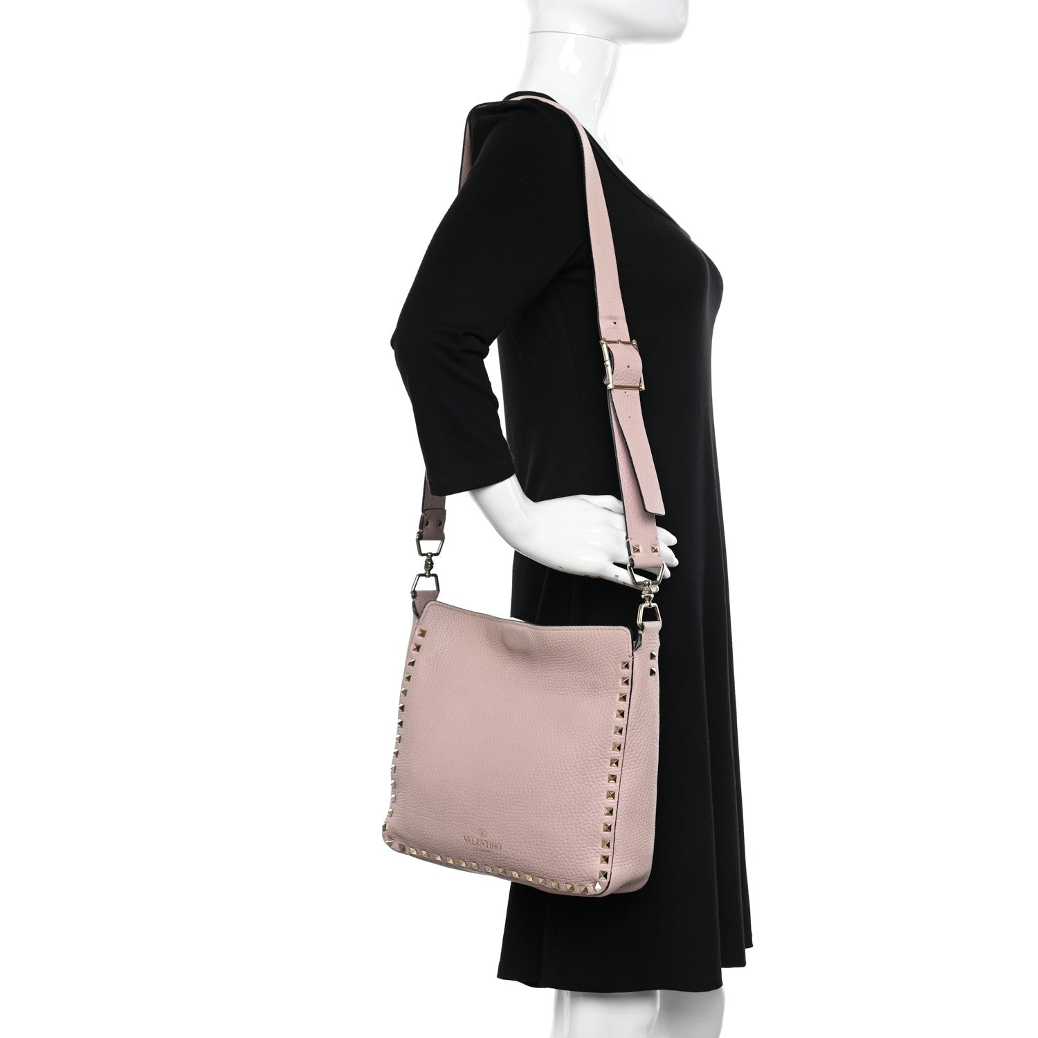 Valentino Garavani Pebbled Calfskin Small Rockstud Flip-Lock Messenger Bag Water Rose 2 of 21