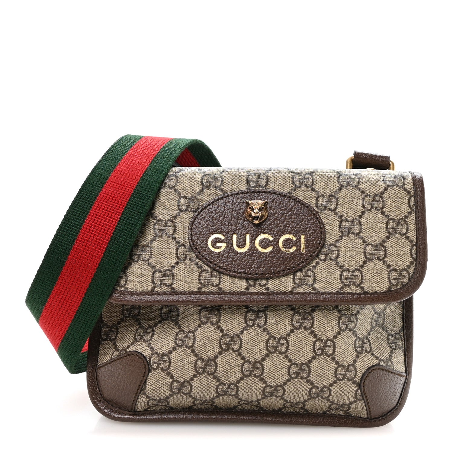 Gucci GG Supreme Monogram Web Small Neo Vintage Double Flap Messenger Bag Beige New Acero 1 of 11