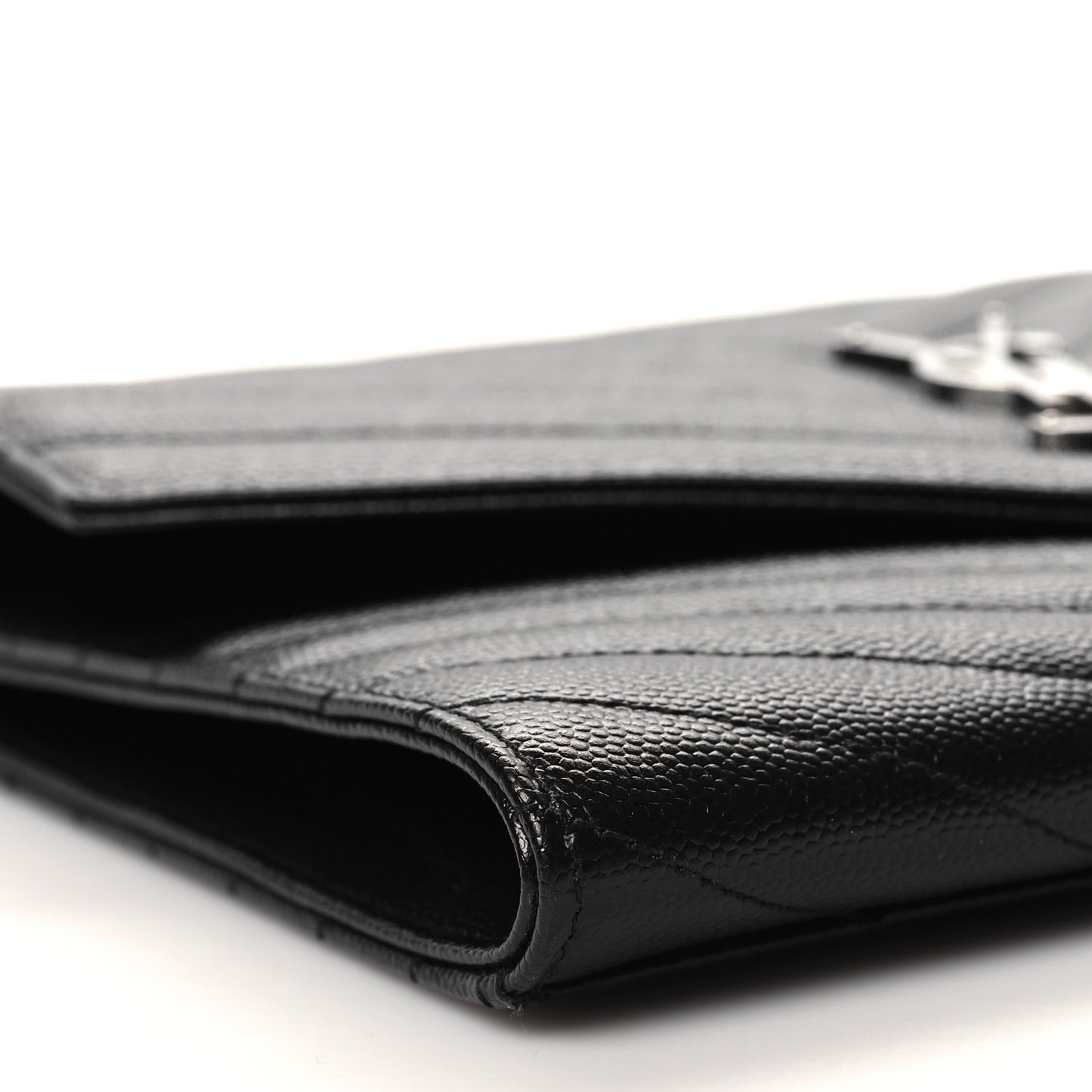 Grain De Poudre Matelasse Chevron Monogram Envelope Clutch Black