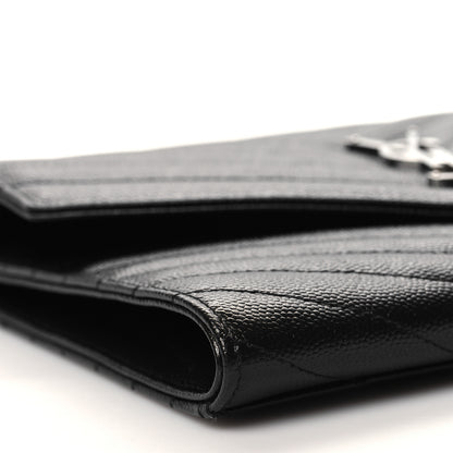 Saint Laurent Grain De Poudre Matelasse Chevron Monogram Envelope Clutch Black 9 of 11