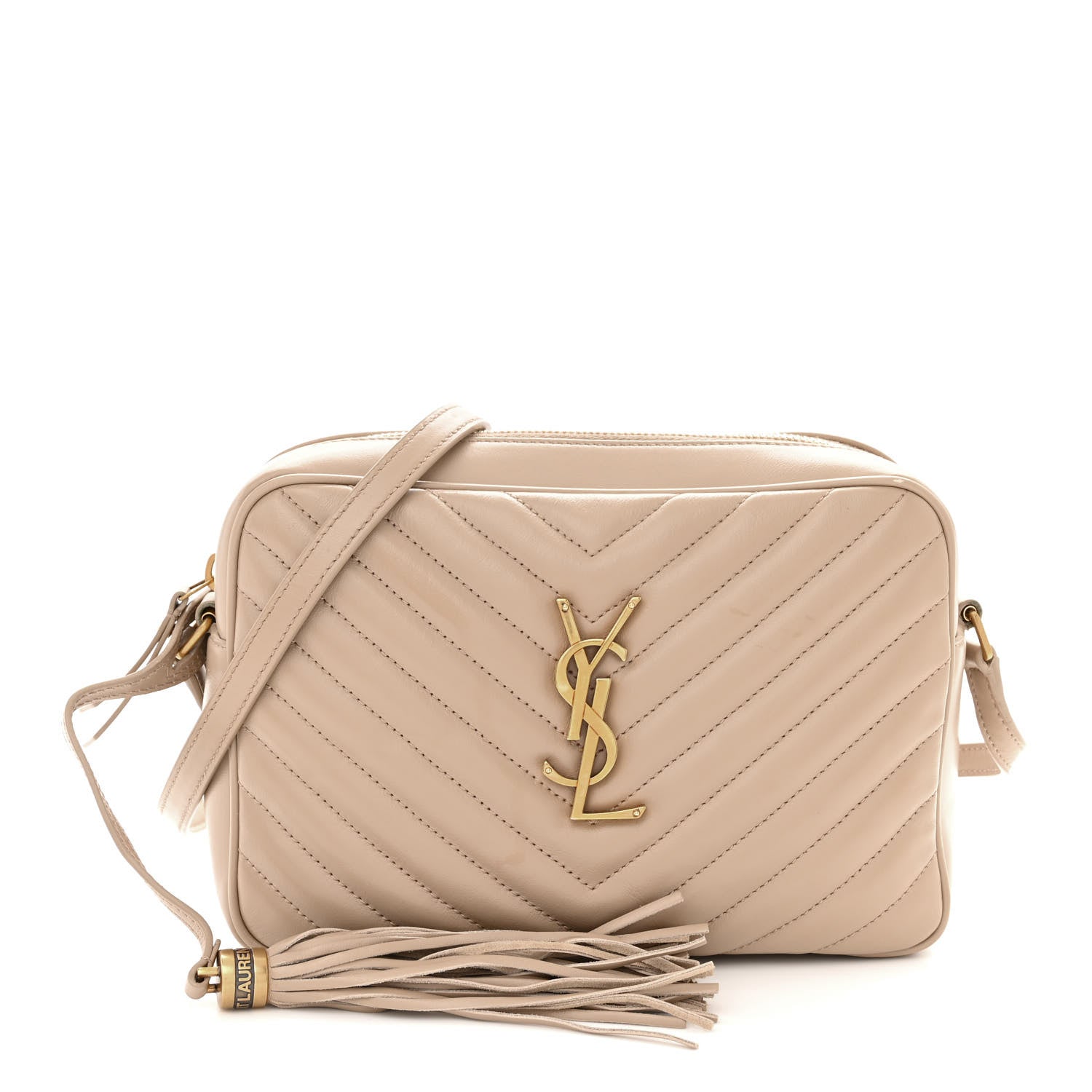 Saint Laurent Calfskin Matelasse Monogram Lou Camera Bag Dark Beige 1 of 17