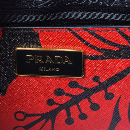Prada Saffiano Hibiscus Print Twin Pocket Tote Rosso 7 of 8