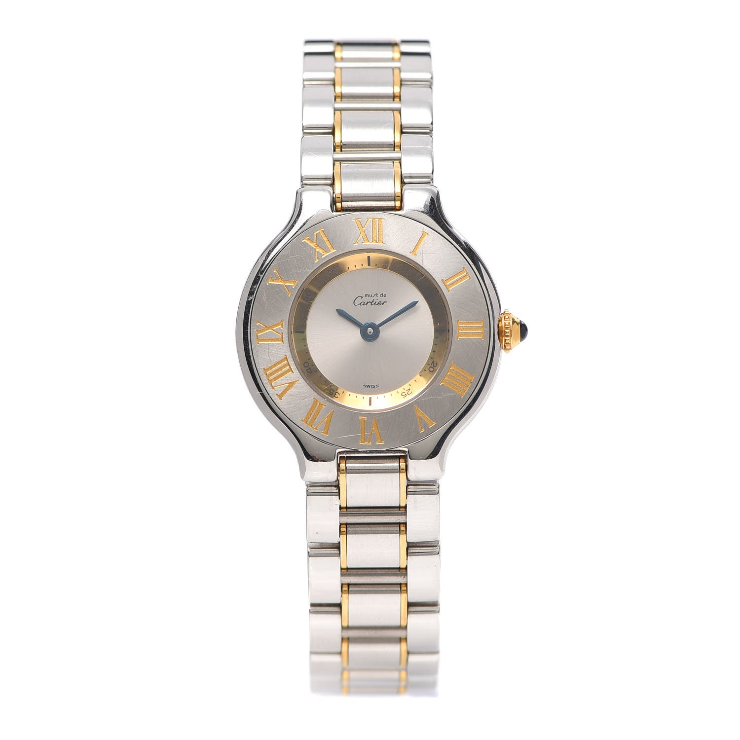 Cartier Stainless Steel 18K Yellow Gold 28mm Must De 21 Quartz Watch 1 of 4