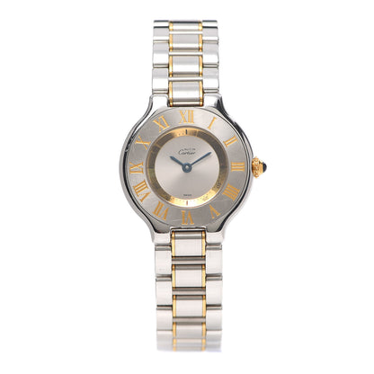 Cartier Stainless Steel 18K Yellow Gold 28mm Must De 21 Quartz Watch 1 of 4
