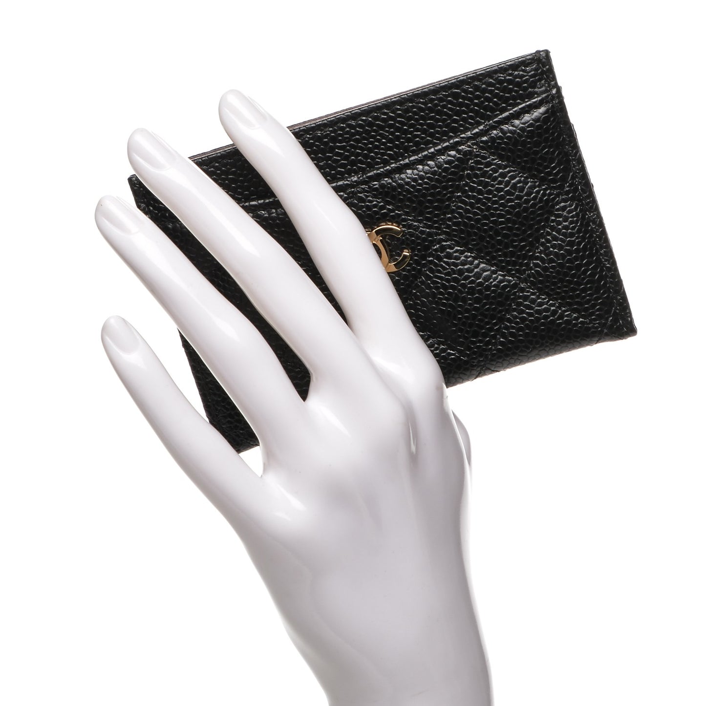Caviar Quilted Card Holder Black