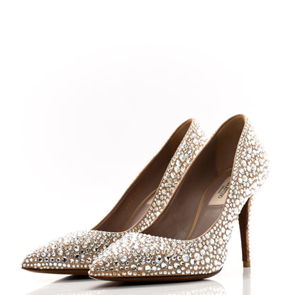 Valentino Garavani Satin Crystal Embellished Moonflow 90mm Pumps 38 Poudre 3 of 11