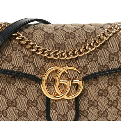 Gucci Monogram Matelasse Diagonal Small GG Marmont Shoulder Bag Beige Black 8 of 11