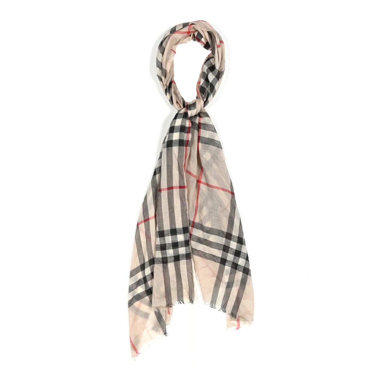 Wool Silk Gauze Giant Check Lightweight Scarf Stone