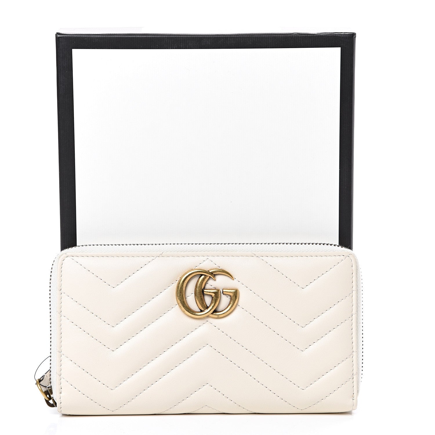 Gucci Calfskin Matelasse GG Marmont Zip Around Wallet White 7 of 7