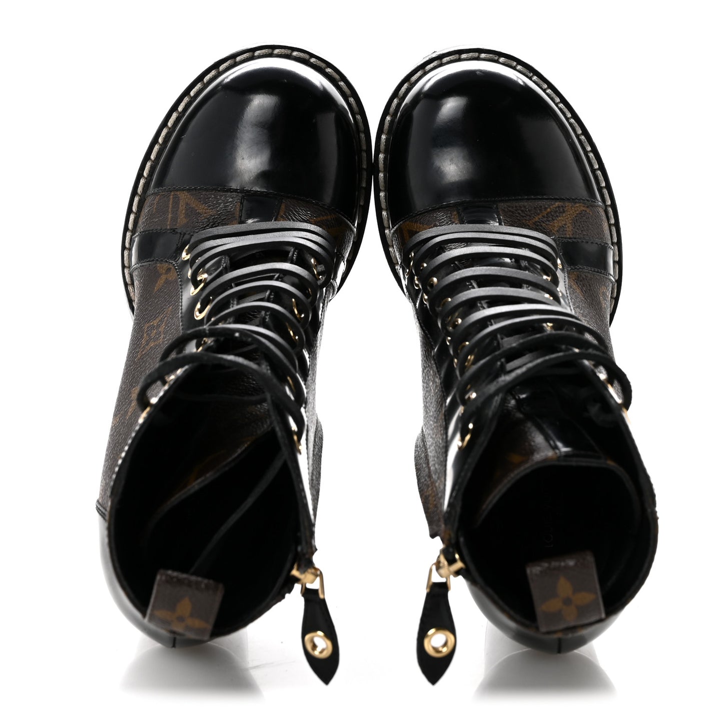 Patent Calfskin Monogram Star Trail Ankle Boots 36 Black