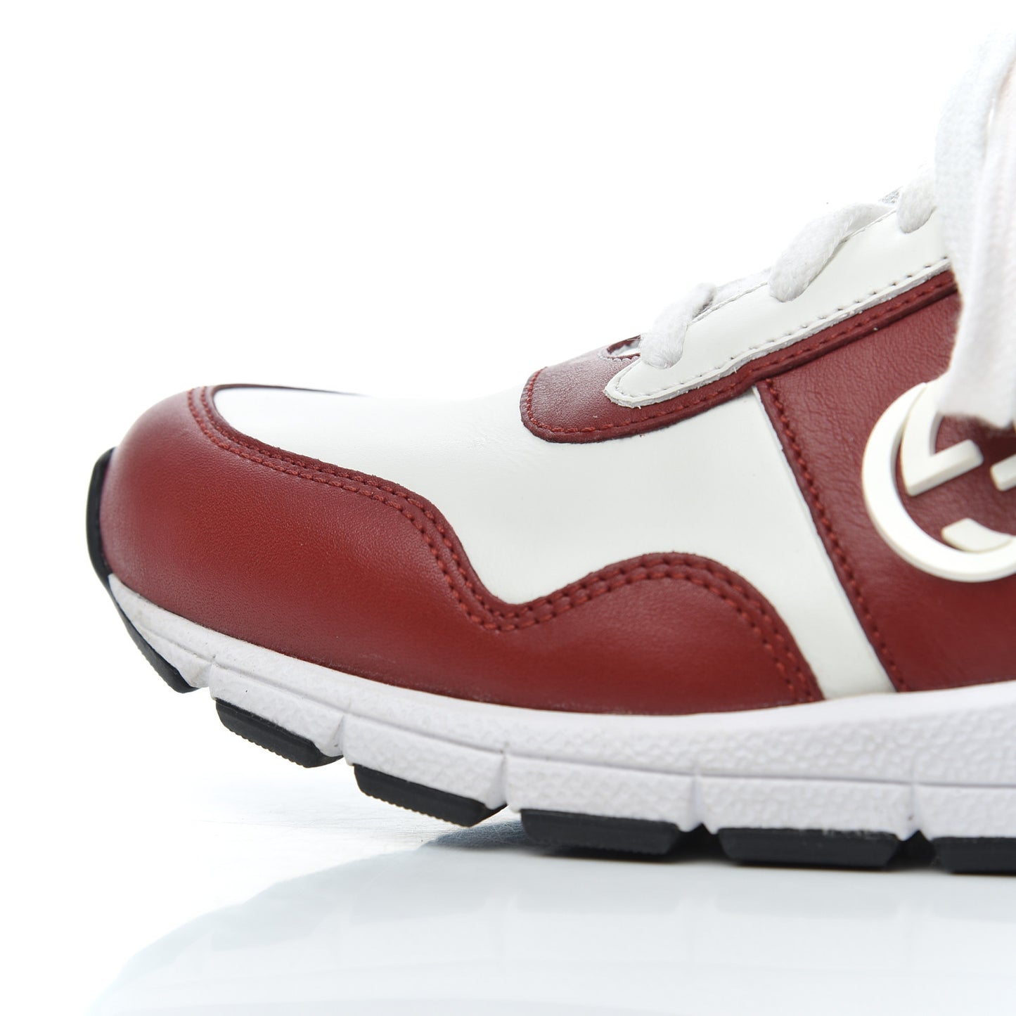 Calfskin Womens Interlocking G Sneakers 37 White Rosso