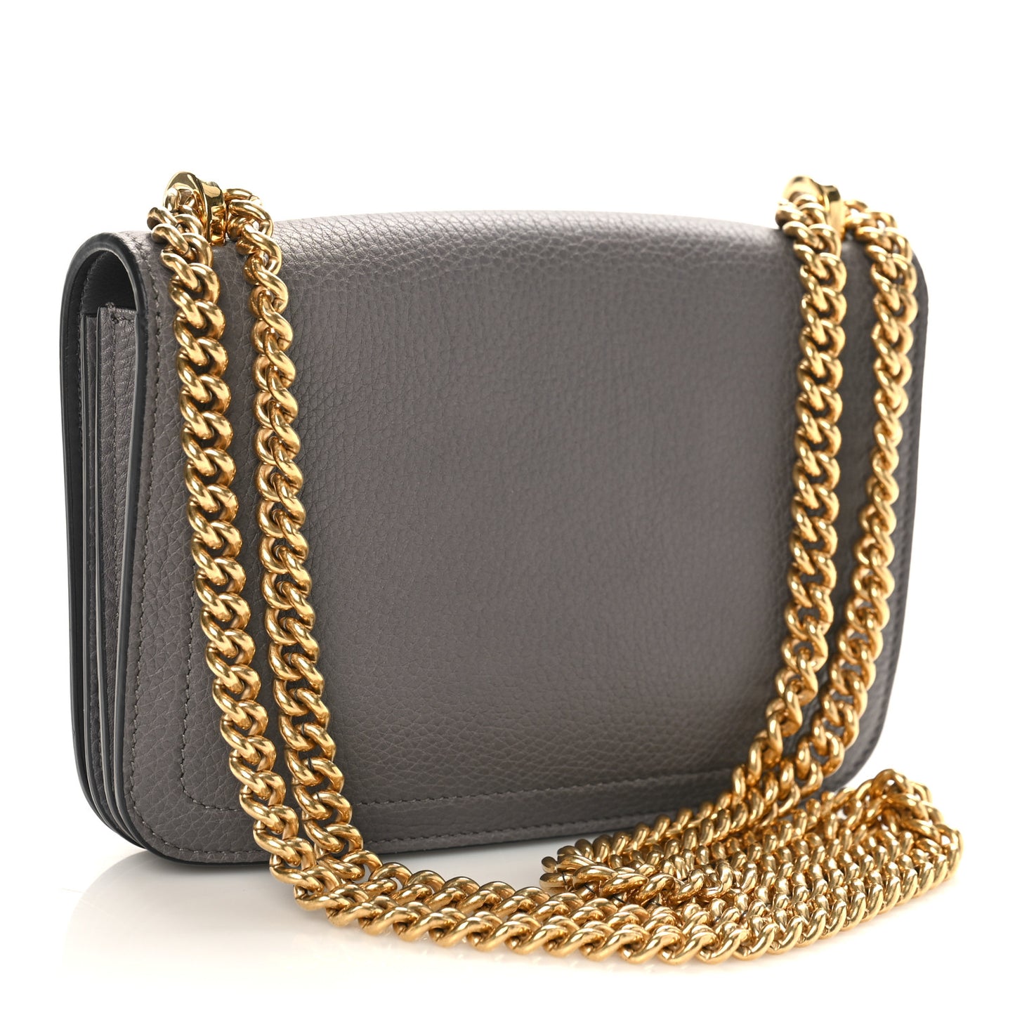 Pebbled Calfskin Ginevra Chain Bag Grey