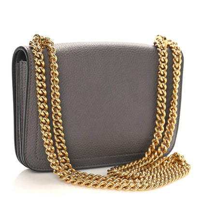 Salvatore Ferragamo Pebbled Calfskin Ginevra Chain Bag Grey 3 of 8