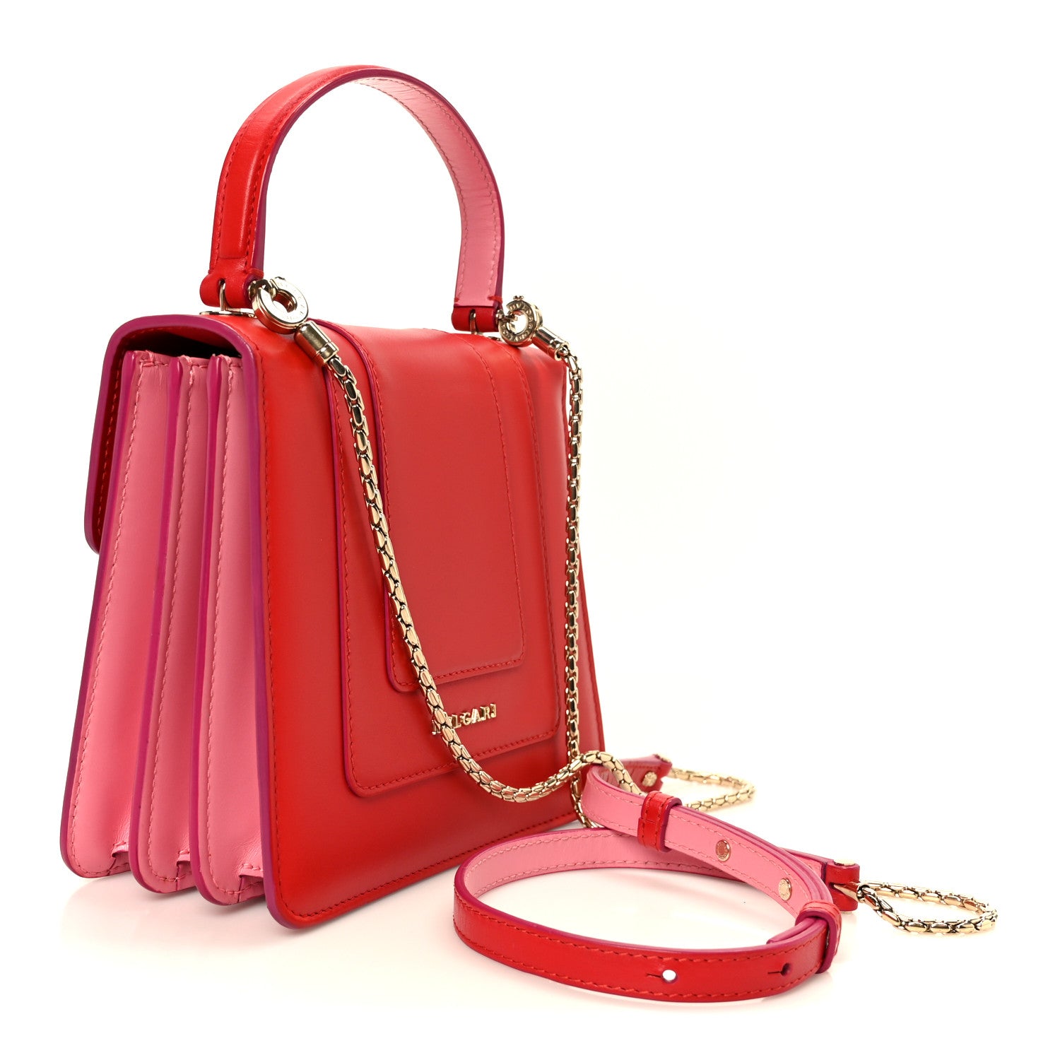 Bulgari Calfskin Serpenti Forever Top Handle Red 3 of 10