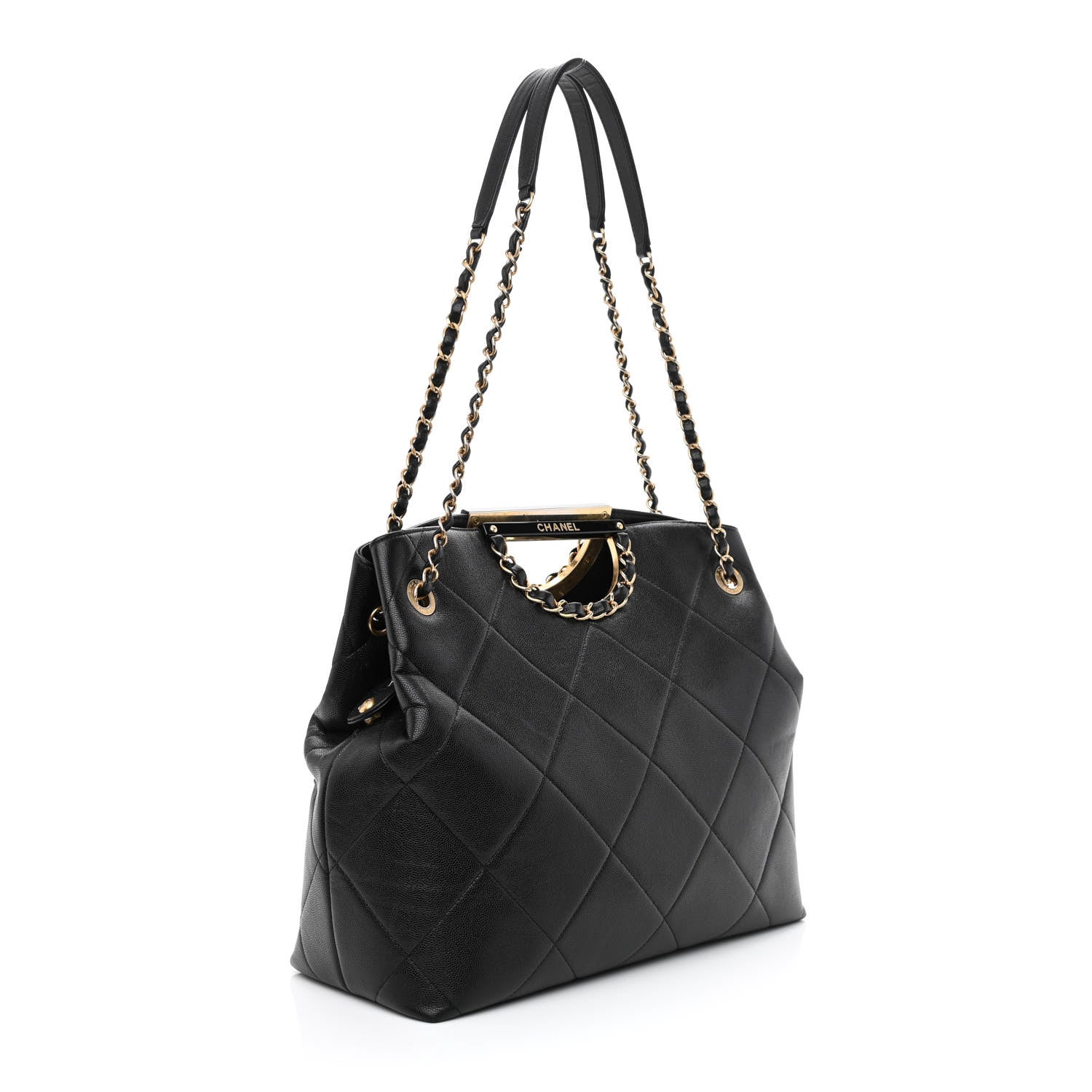 Chanel Caviar Quilted Large A Real Catch Shopping Bag Black 3 of 14