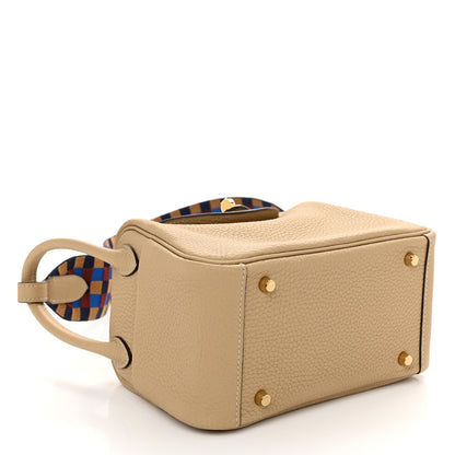 Hermes Taurillon Clemence Maxi Quadrille Mini Lindy 20 Trench Bleu Billard Biscuit 4 of 11