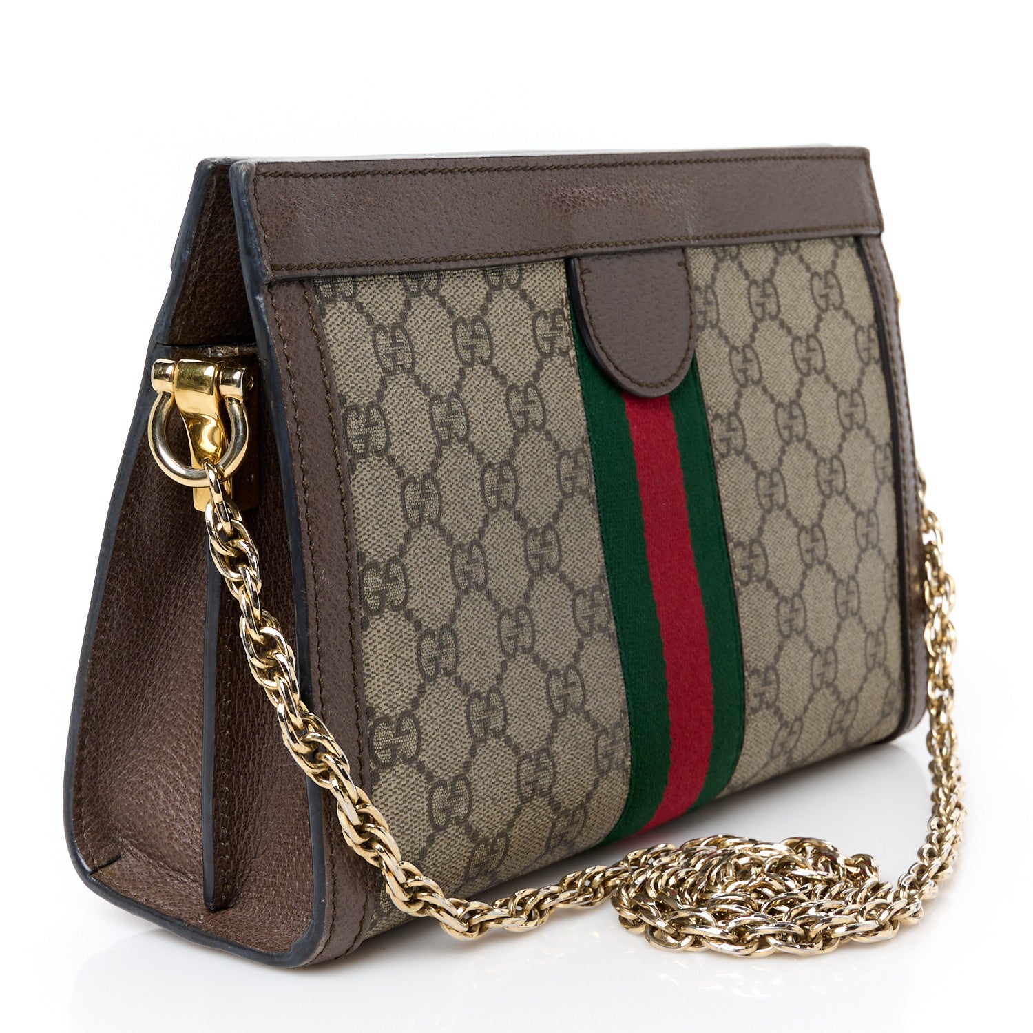 Gucci GG Supreme Monogram Web Small Ophidia Chain Shoulder Bag Brown 3 of 12