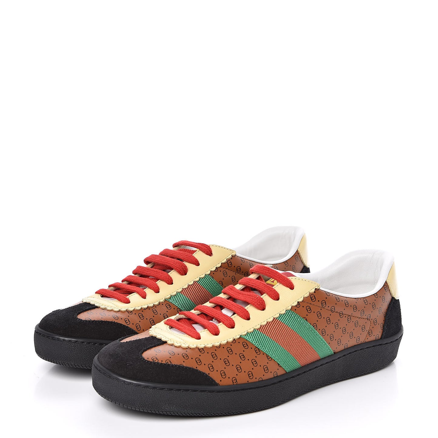 X DAPPER DAN Calfskin Suede GG Micro Monogram Womens G74 Sneakers 39.5 Black Cuir Burro