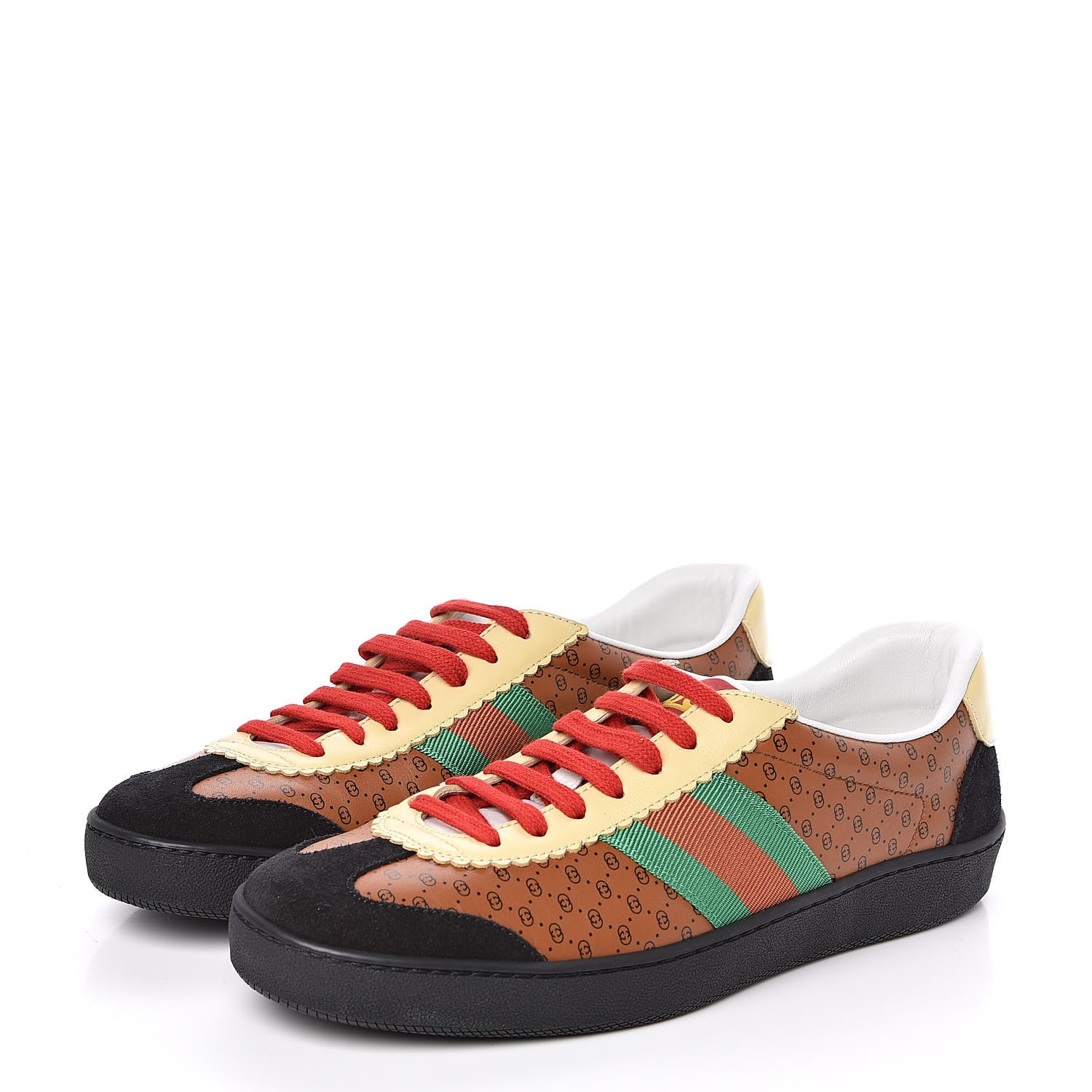 Gucci X DAPPER DAN Calfskin Suede GG Micro Monogram Womens G74 Sneakers 39.5 Black Cuir Burro 3 of 10
