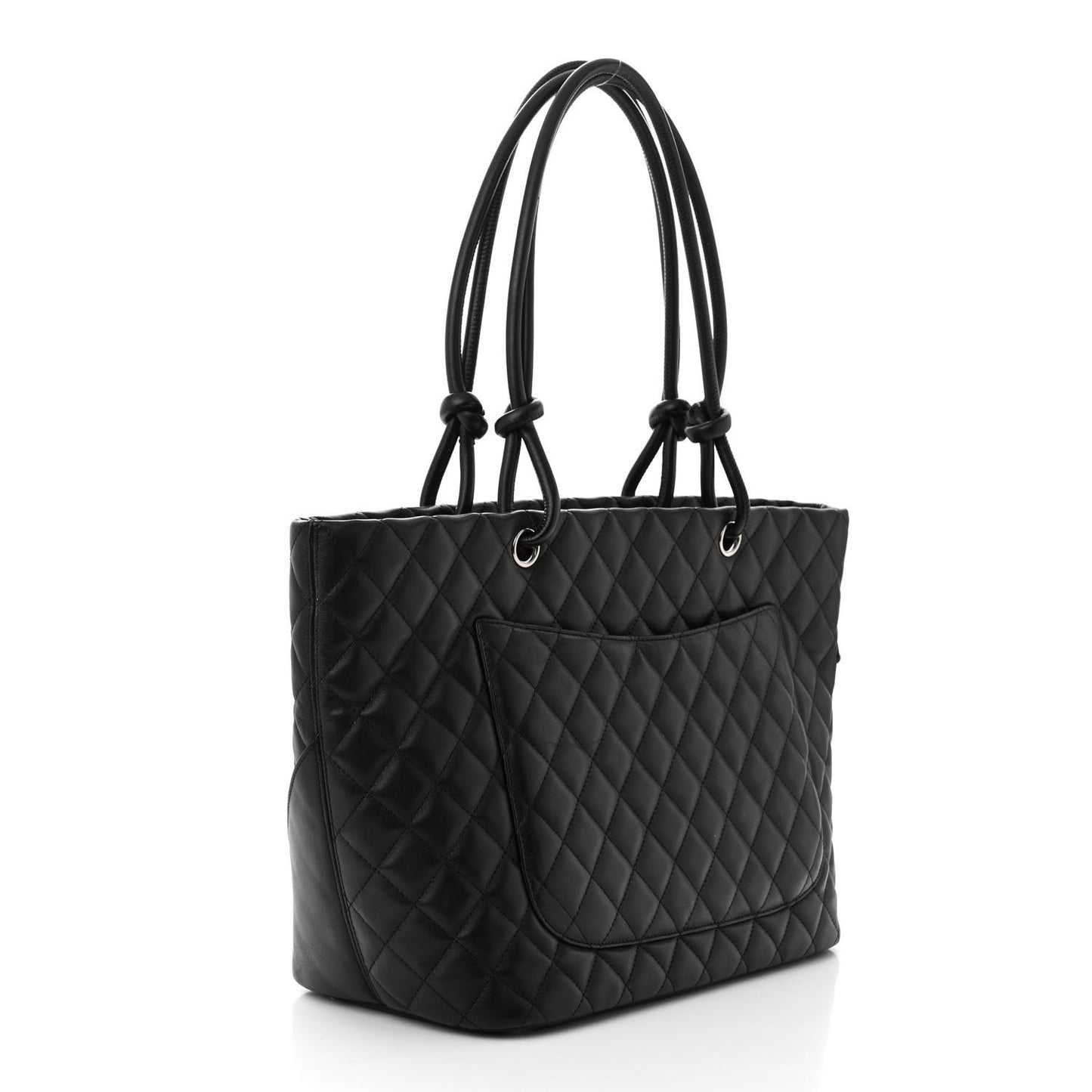 Calfskin Quilted Large Cambon Tote Black