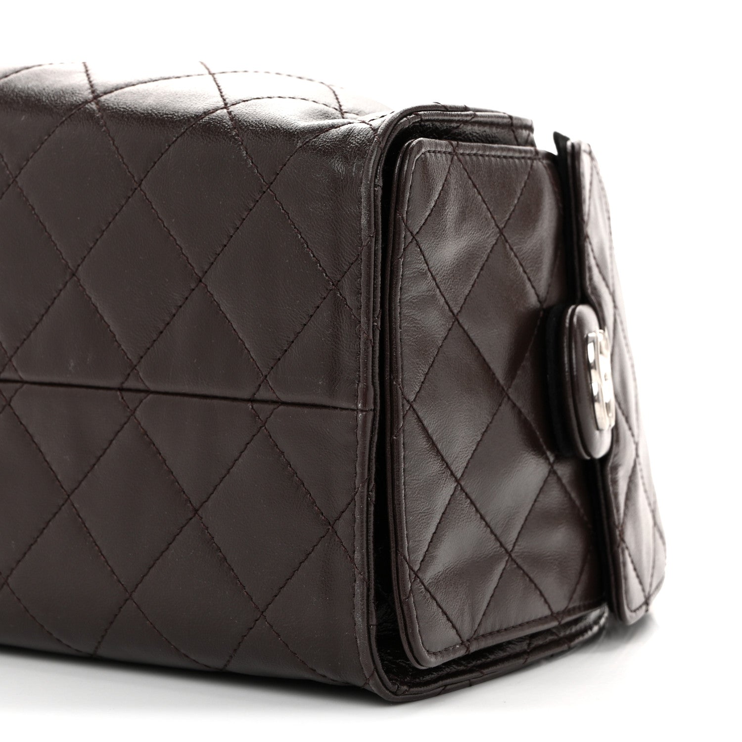 Chanel Shiny Crumpled Calfskin Quilted Small Chanel 25 Handbag Dark Brown 10 of 10