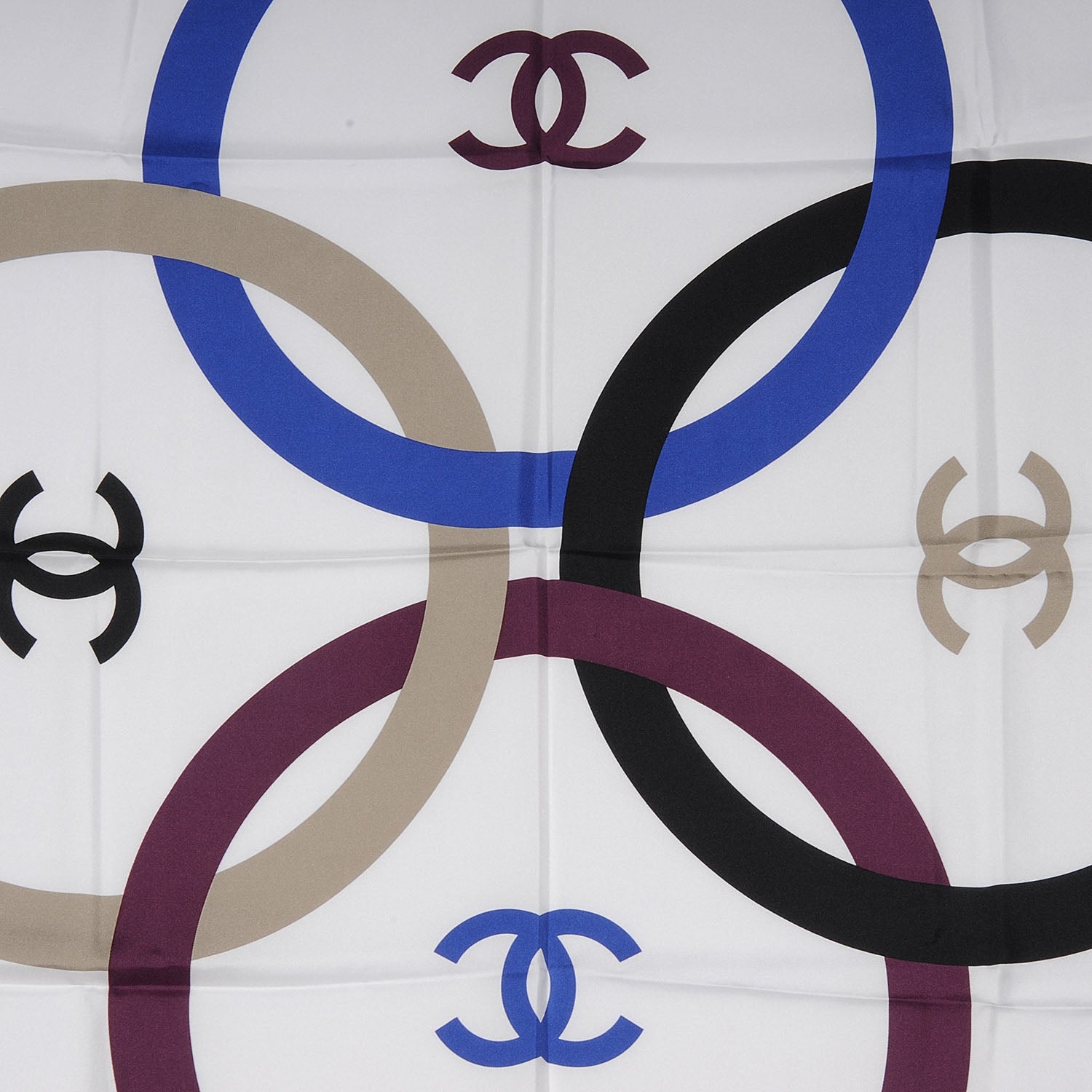 Chanel Silk CC Logo Square Scarf Multicolor White 1 of 4