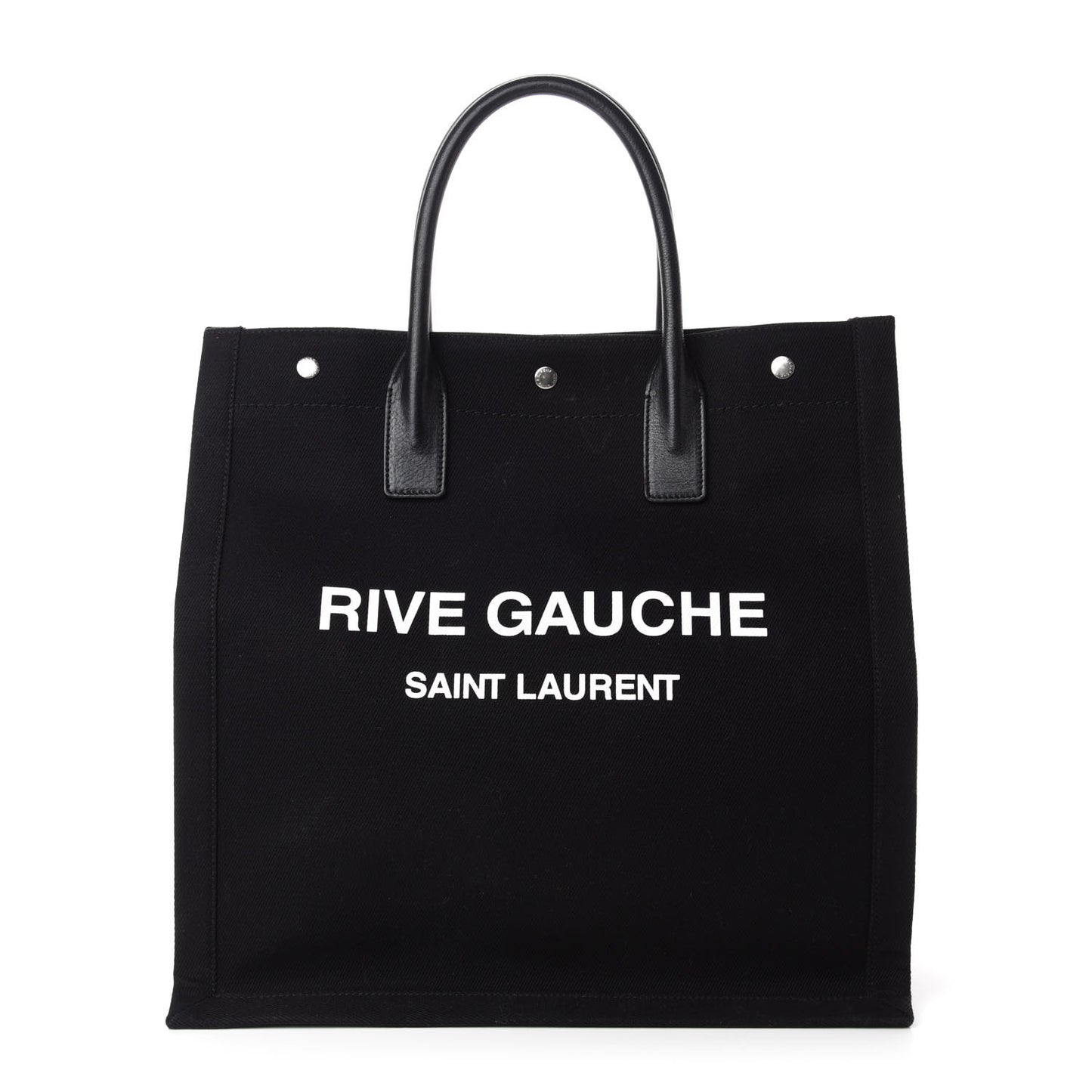 Linen Calfskin Rive Gauche North South Tote Black