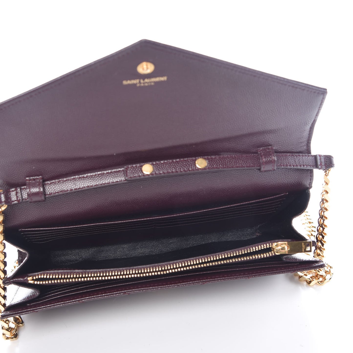 Grain De Poudre Matelasse Chevron Monogram Chain Wallet Amarena