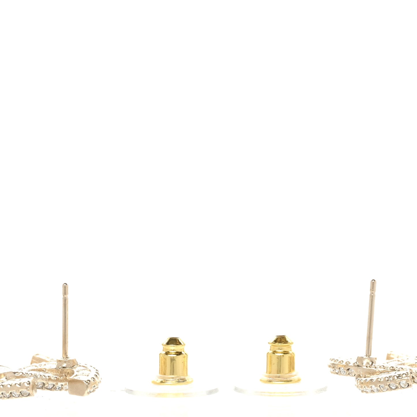 Crystal Pearl CC Drop Earrings Gold