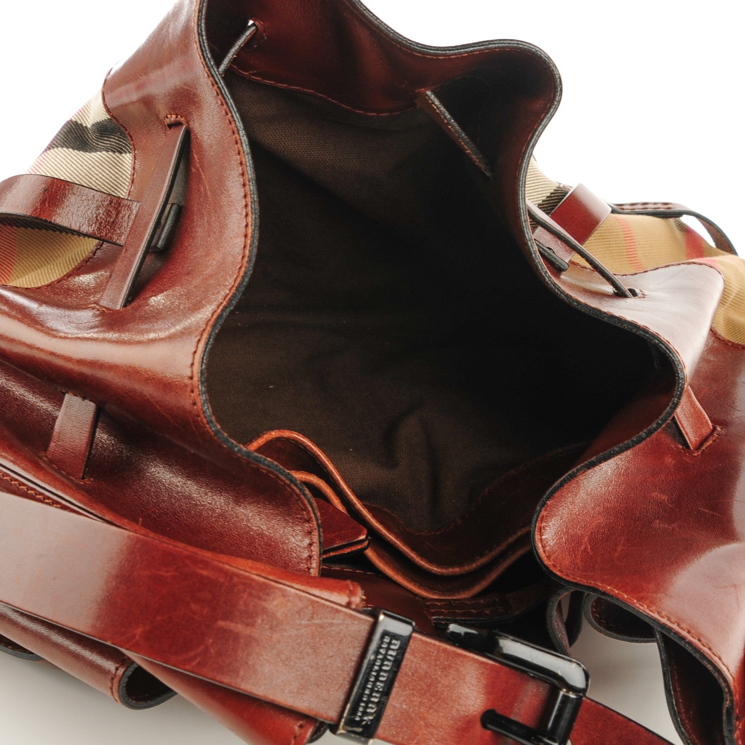 Burberry Bridle Calfskin House Check Kenton Hobo Brown 6 of 10