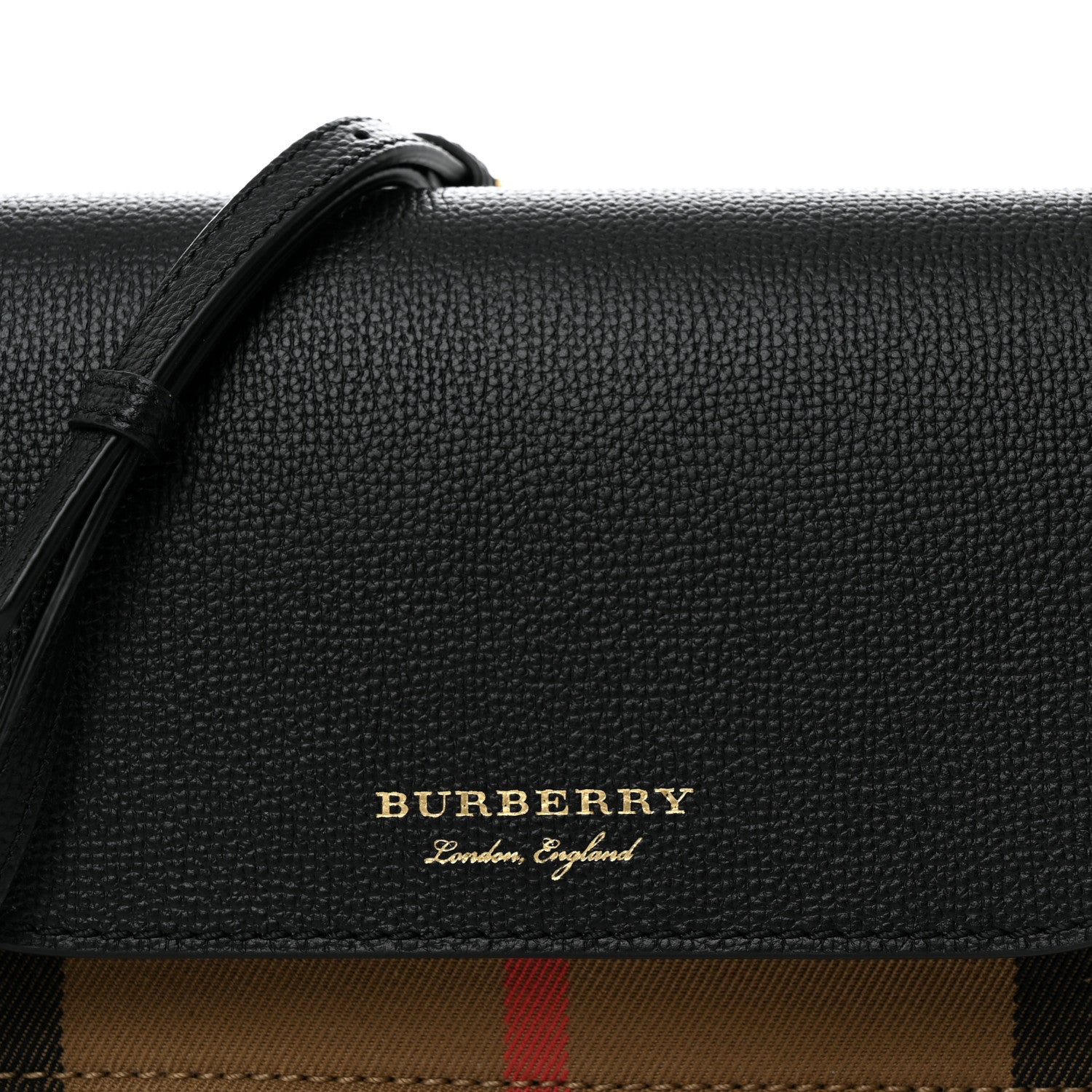 Burberry Derby Calfskin House Check Wallet On Chain Black 9 of 11