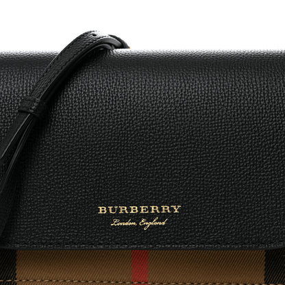 Burberry Derby Calfskin House Check Wallet On Chain Black 9 of 11