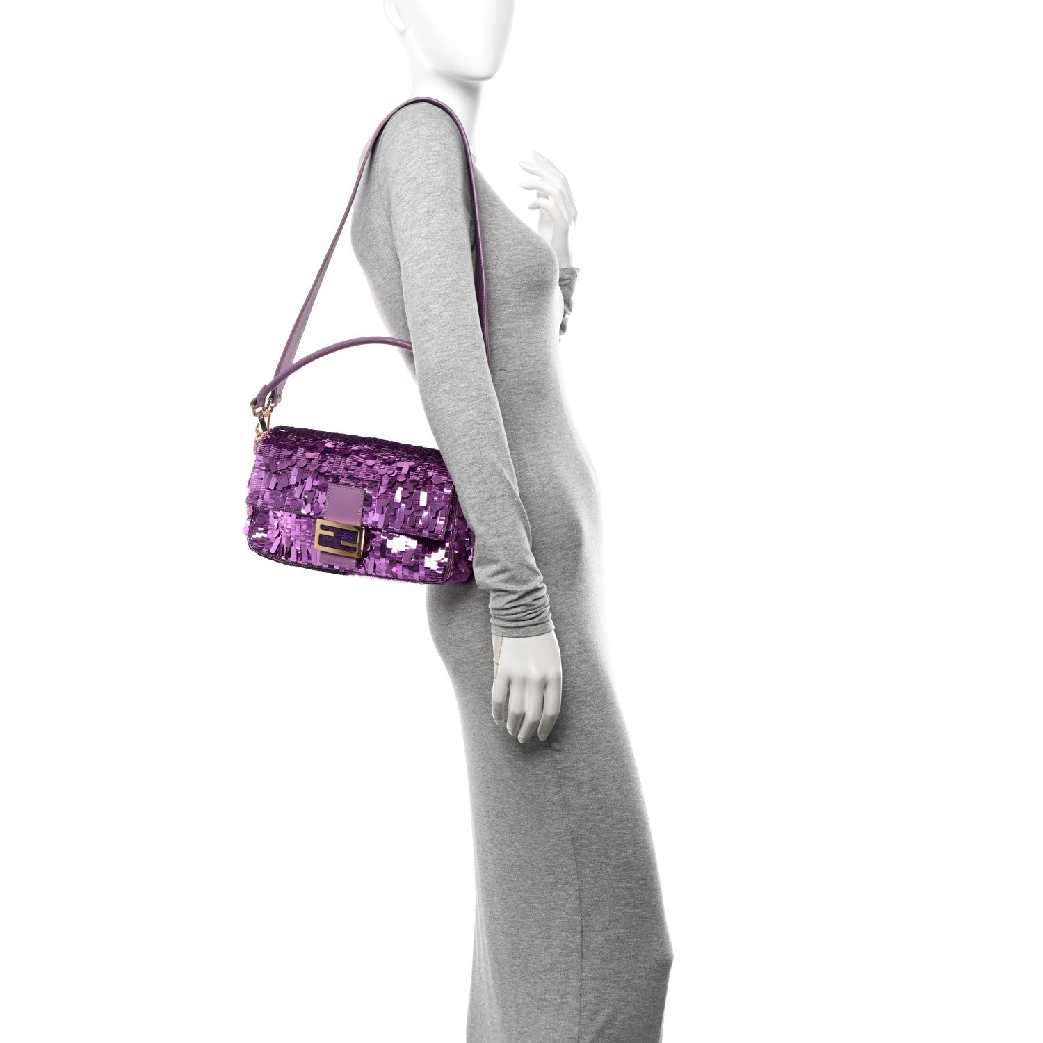 Fendi Sequin Paillettes Shiny Nappa Sex and the City Baguette Agapanto 2 of 9
