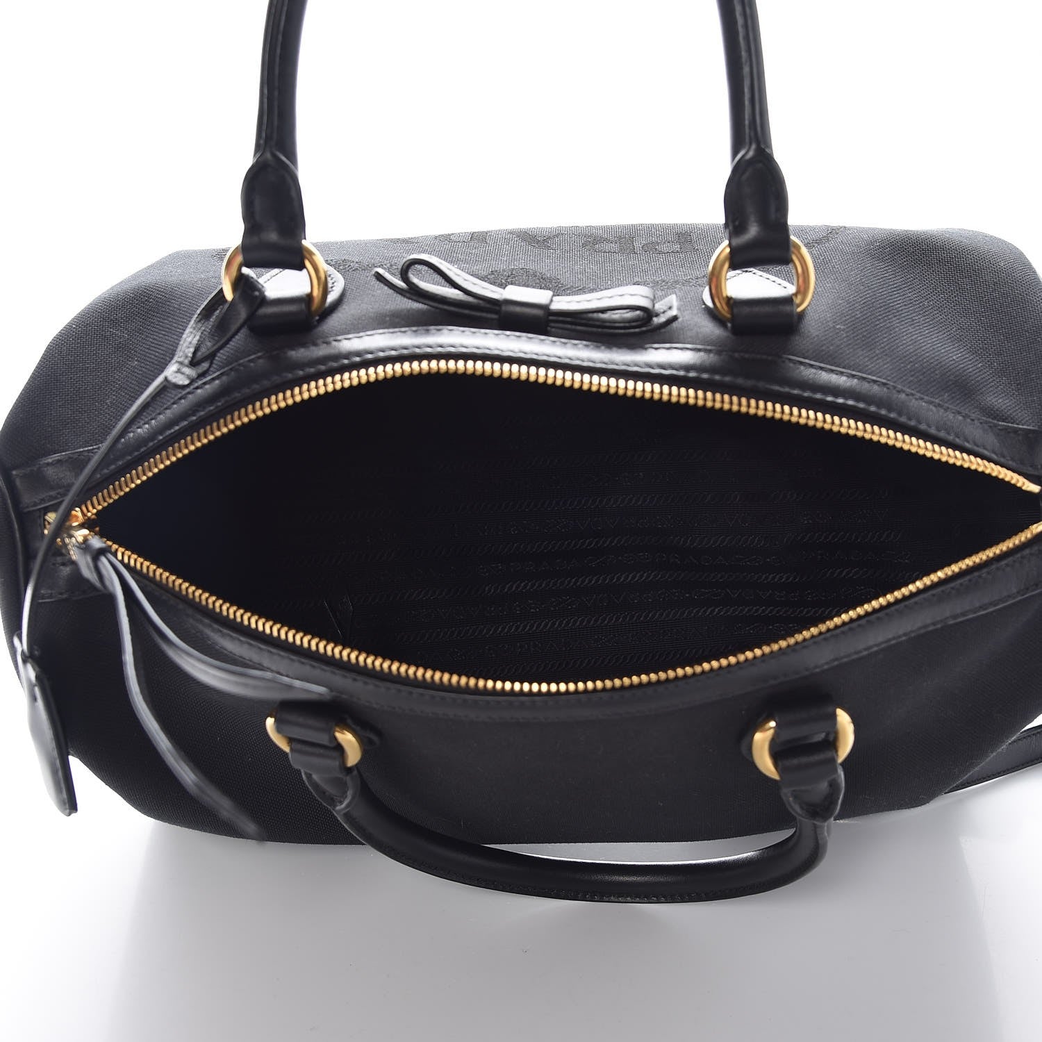 Prada Jacquard Logo Bauletto Top Handle Black 6 of 8