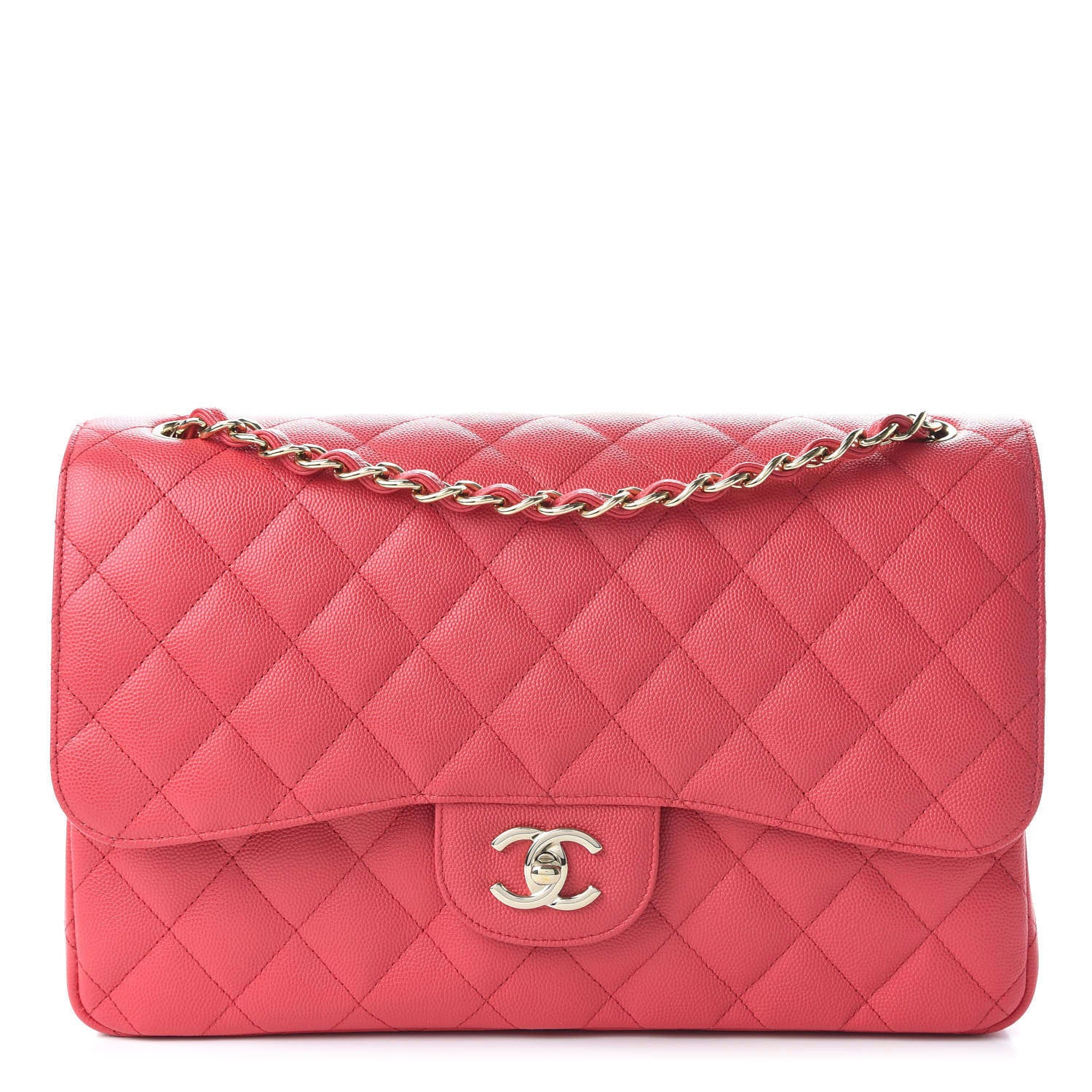 Chanel Caviar Quilted Jumbo Double Flap Dark Pink 1 of 11