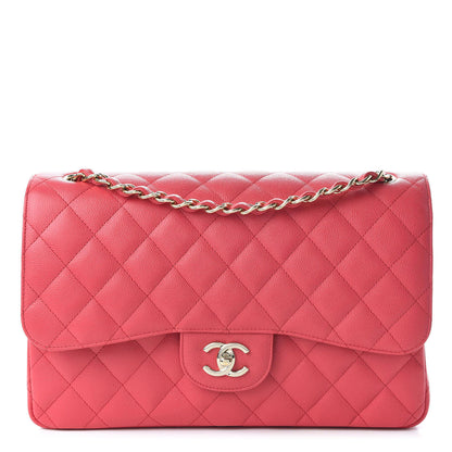 Chanel Caviar Quilted Jumbo Double Flap Dark Pink 1 of 11