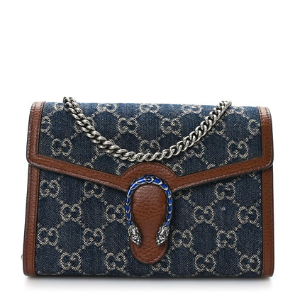 Gucci New Denim GG Monogram Dollar Calfskin Enamel Mini Dionysus Chain Wallet Blue Tea Cuir Epilog Electric Blue 1 of 11