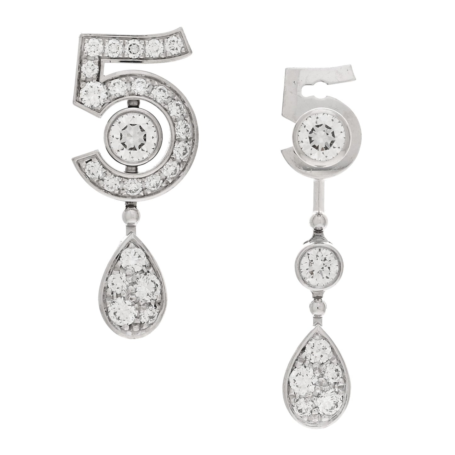 18K White Gold Diamond No 5 Transformable Earrings