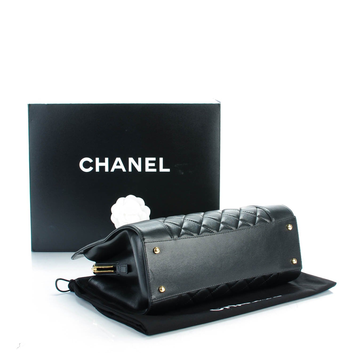 Chanel Sheepskin Quilted Mademoiselle Vintage Shopping Tote Black 6 of 11