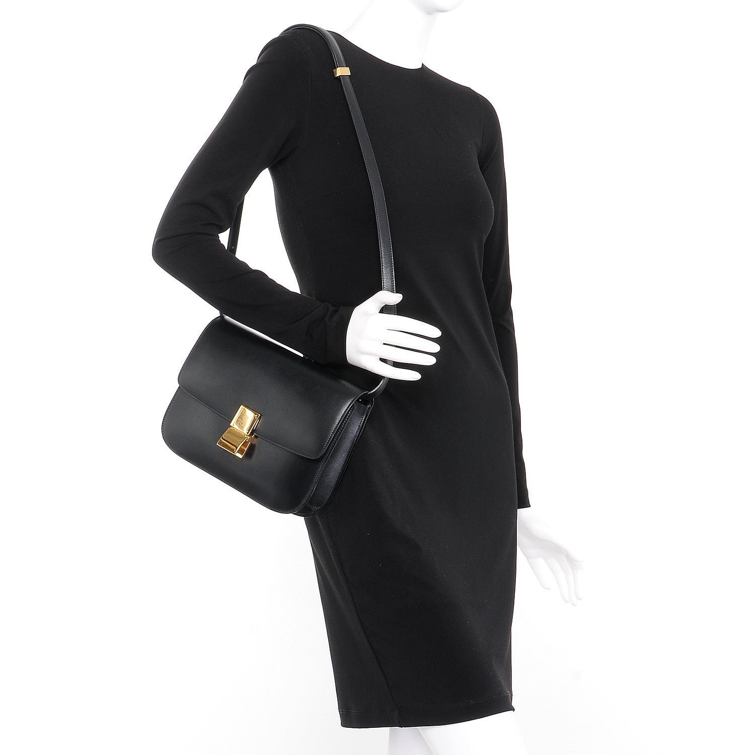 Celine Box Calfskin Medium Classic Box Flap Bag Black 2 of 9