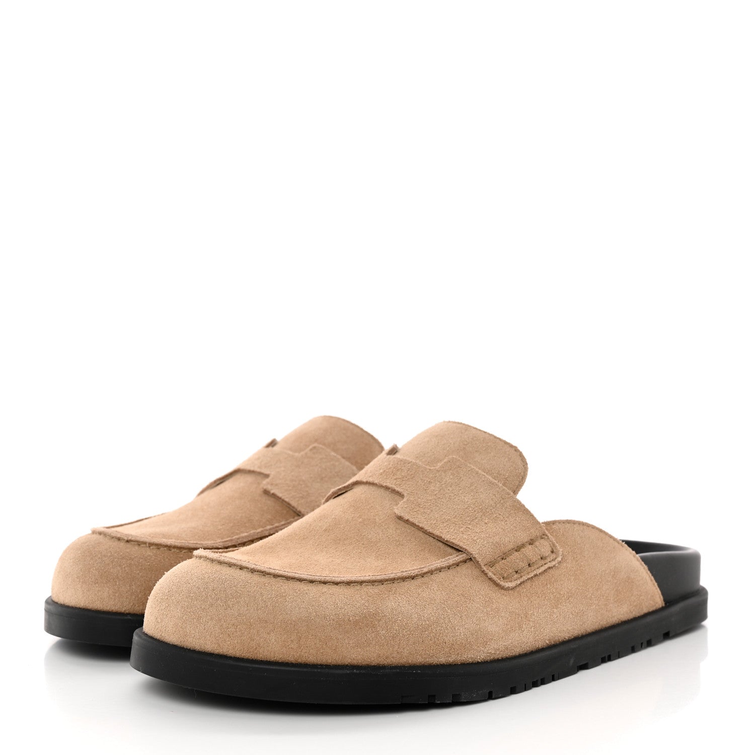 Hermes Suede Calfskin Mens Go Mules 43 Beige Argile 3 of 12