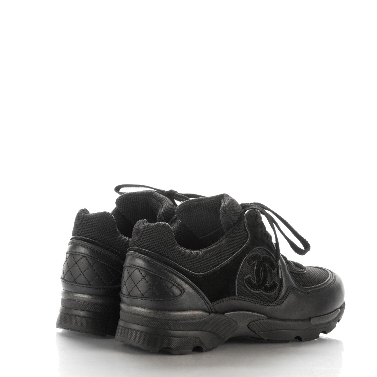 Chanel Suede Calfskin CC Sneakers 35.5 Black 4 of 7